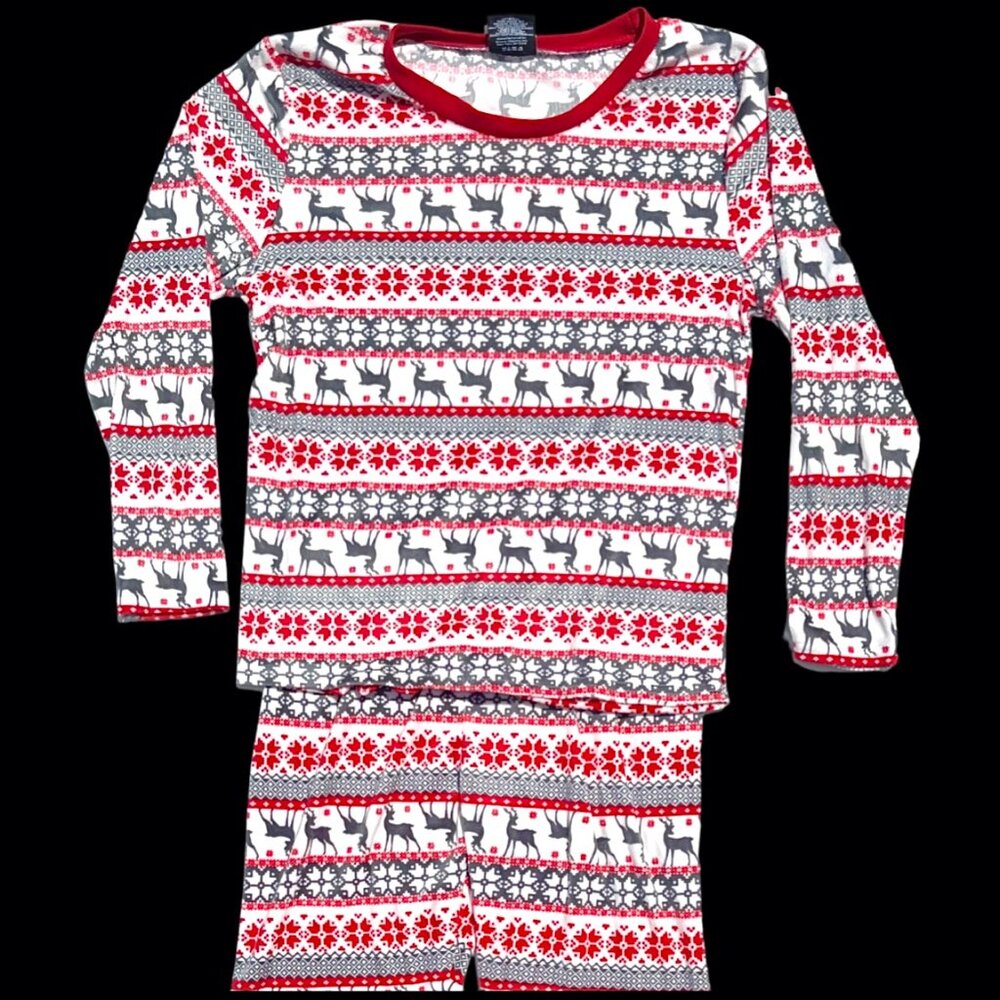 PJ's & Presents Size M Red, White, & Gray Christmas Pajama Set